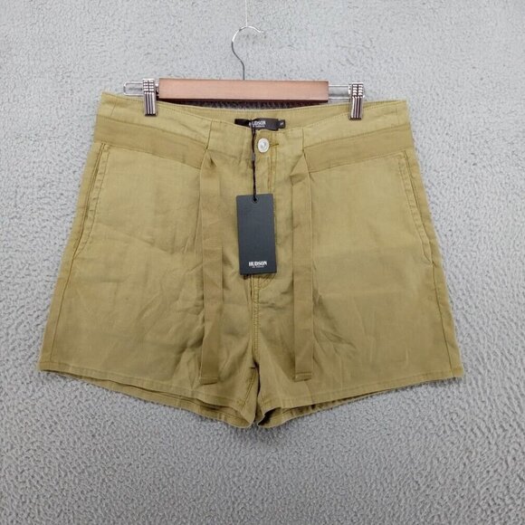 Hudson Pants - Hudson Jeans Shorts Womens Size 27 Olive Green Khaki Paperbag Style Linen Lyocel